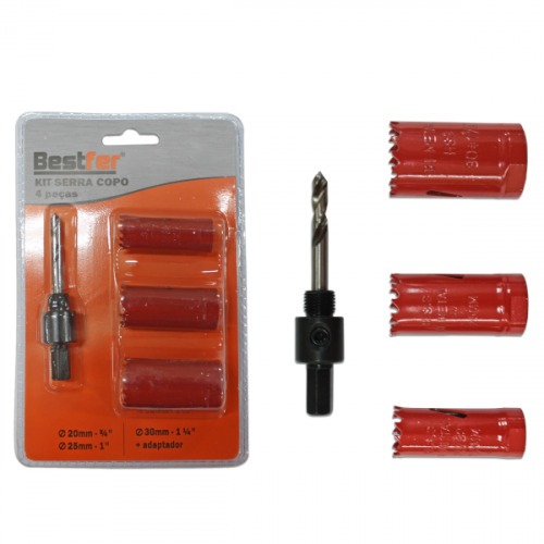 Jogo de serra copo para madeira 25 a 30 mm com 4 peças - BFH0964 Jogo de serra copo para madeira 25 a 30 mm com 4 peças - BFH0964