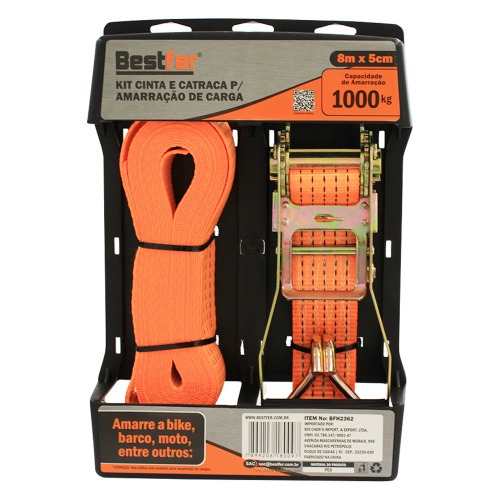Cinta com catraca para amarrao de carga capacidade 1000 kg - BFH2362