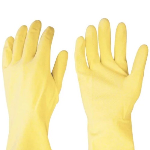Luva de ltex antiderrapante com forro amarela