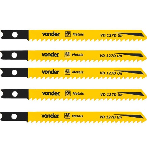 L�mina serra tico tico 100 mm 8 dentes para metal 5 pe�as