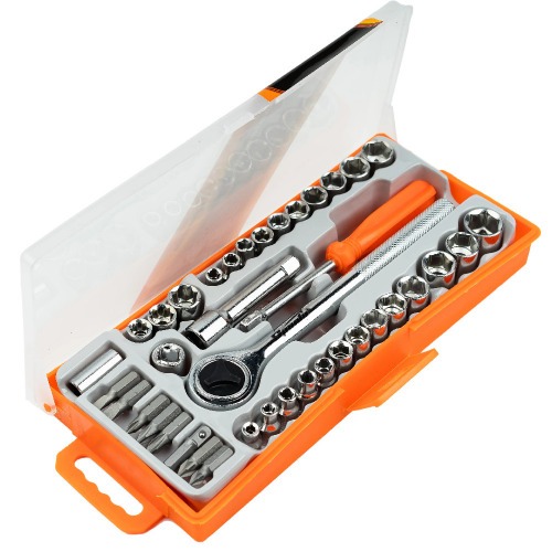 Jogo de bits e soquetes com chave catraca 40 peças - 13565 Jogo de bits e soquetes com chave catraca 40 peças - 13565