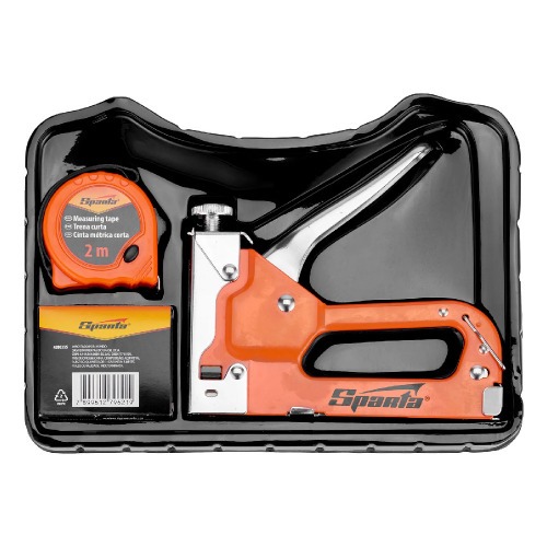 Grampeador manual com trena 2 m + 500 grampos e maleta - 4200355