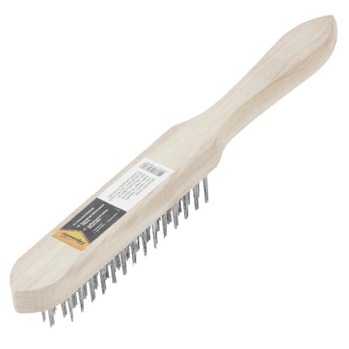 Escova manual com cerdas de a�o 4 fileiras cabo de madeira - 7482255