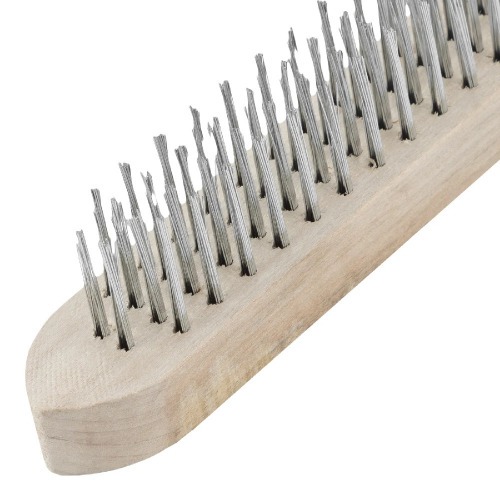 Escova manual com cerdas de a�o 4 fileiras cabo de madeira - 7482255