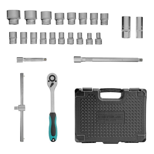 Jogo de soquete estriado de 8 a 32 mm encaixe de 1/2 Jogo de soquete estriado de 8 a 32 mm encaixe de 1/2