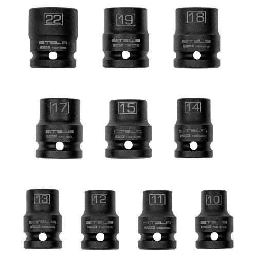 Jogo de soquete de impacto sextavado 10 a 22 mm 1/2