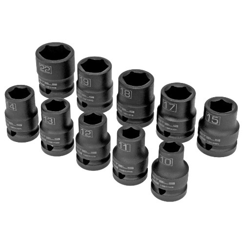 Jogo de soquete de impacto sextavado 10 a 22 mm 1/2