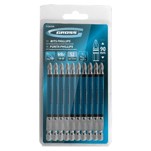 Jogo de bits phillips ph2 x 90 mm encaixe 1/4