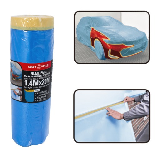 Filme para mascaramento eletrosttico com fita resistente a 120C 1,4 x 20m