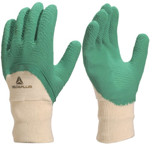 Luva de algodão revestida em látex corrugado verde G - LA50009 Luva de algodão revestida em látex corrugado verde G - LA50009