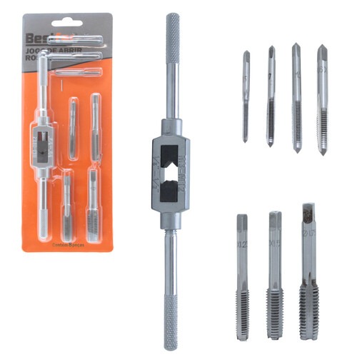 Jogo de macho manual M3 a M12 com vira macho 8 peças - BFH3004 Jogo de macho manual M3 a M12 com vira macho 8 peças - BFH3004