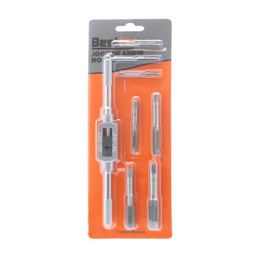 Jogo de macho manual M3 a M12 com vira macho 8 peças - BFH3004 Jogo de macho manual M3 a M12 com vira macho 8 peças - BFH3004