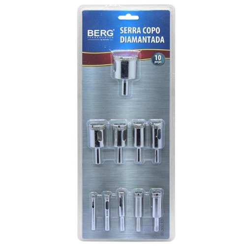 Serra copo diamantada de 6 a 32 mm com 10 peças - Serra copo diamantada de 6 a 32 mm com 10 peças -