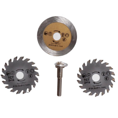 Kit Mini disco de serra e diamantado 54,8mm para micro retífica com 3 peças - LSD001 Kit Mini disco de serra e diamantado 54,8mm para micro retífica com 3 peças - LSD001