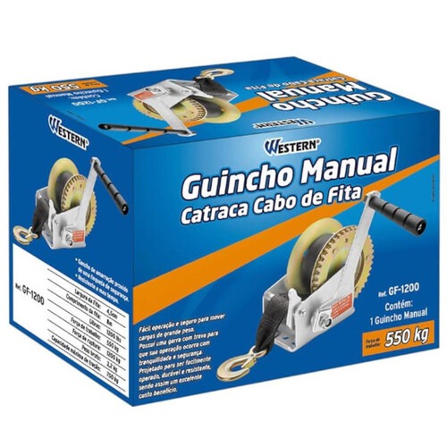 Guincho manual catracado 750kg com cinta nylon - GF-1200