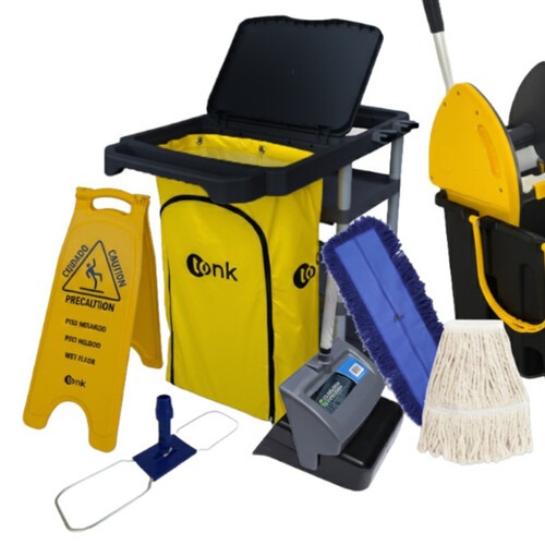 Kit para limpeza profissional preto e amarelo com 10 pe�as - Titan