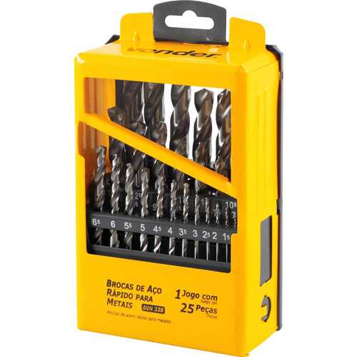 Jogo de brocas a�o r�pido  1,0 a 13,0 mm DIN338 com 25 pe�as