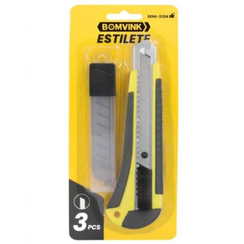 Estilete largo 18 mm com 3 l�minas - BOM-3304
