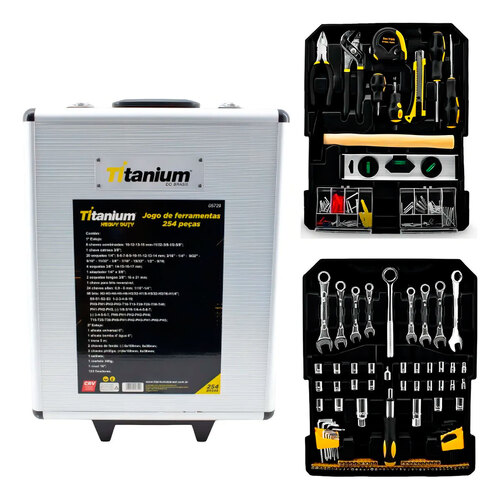 Jogo de ferramentas 254 pe�as com maleta de alum�nio - 5729