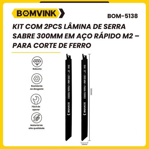 L�mina serra sabre 300 mm 14 dentes para metal 2 pe�as - BOM-5138