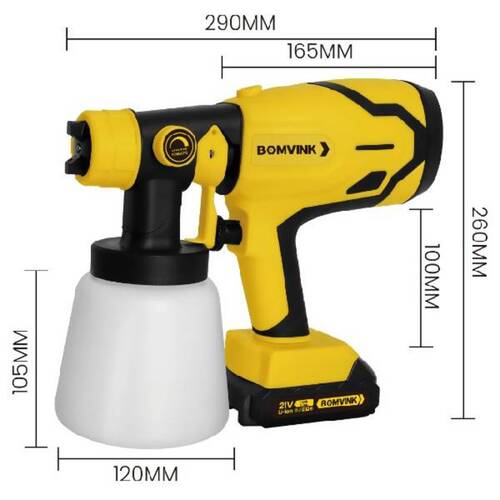 Pistola de pintura pulverizadora a bateria 21V com 2 baterias - BOM-9770  110V/220V