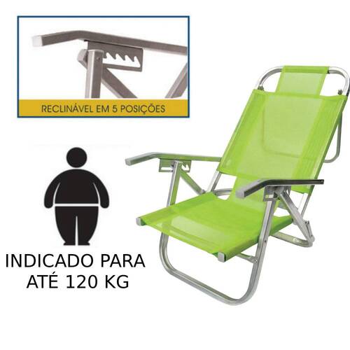 Cadeira de praia dobr�vel em 5 posi��es verde - Copacabana