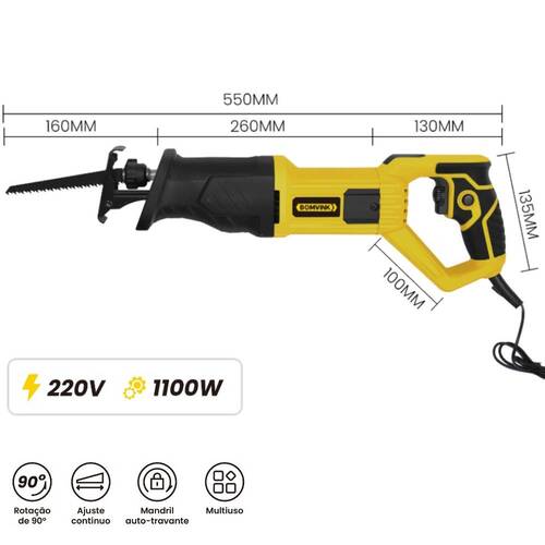 Serra sabre 1100 watts com velocidade vari�vel - BOM-9664  220V