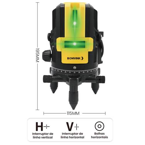 Nível a laser verde bateria 2 linhas com maleta e óculos - BOM-6210 Nível a laser verde bateria 2 linhas com maleta e óculos - BOM-6210