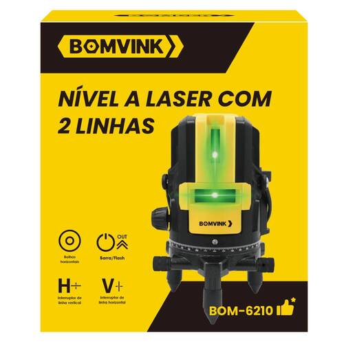 Nível a laser verde bateria 2 linhas com maleta e óculos - BOM-6210 Nível a laser verde bateria 2 linhas com maleta e óculos - BOM-6210