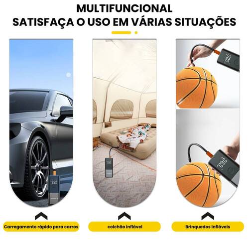 Mini Compressor de ar portátil digital recarregável 150 PSI com LED - BOM-8906 Mini Compressor de ar portátil digital recarregável 150 PSI com LED - BOM-8906