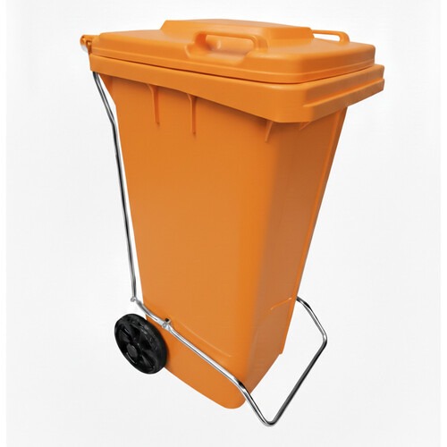 Lixeira pl�stica 120 litros com pedal e rodas