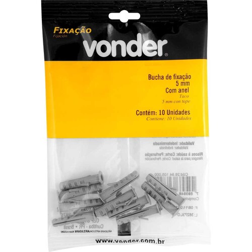 Bucha de fixa��o 5 mm com anel 10 pe�as