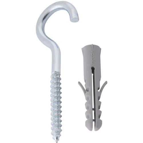 Gancho 4,2 x 70 mm com bucha de nylon 8 mm G-8 c/ 6 peças Gancho 4,2 x 70 mm com bucha de nylon 8 mm G-8 c/ 6 peças