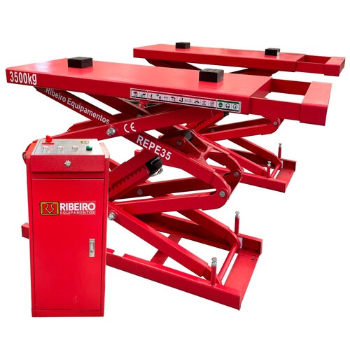 Elevador automotivo hidráulico pantográfico 3,5 T de embutir monofásico vermelho - REPEI35 220V Elevador automotivo hidráulico pantográfico 3,5 T de embutir monofásico vermelho - REPEI35 220V