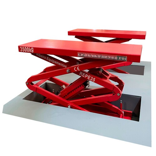 Elevador automotivo hidráulico pantográfico 3,5 T de embutir monofásico vermelho - REPEI35 220V Elevador automotivo hidráulico pantográfico 3,5 T de embutir monofásico vermelho - REPEI35 220V