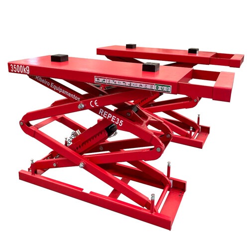 Elevador automotivo hidráulico pantográfico 3,5 T de embutir monofásico vermelho - REPEI35 220V Elevador automotivo hidráulico pantográfico 3,5 T de embutir monofásico vermelho - REPEI35 220V