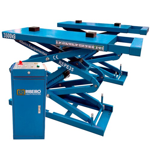 Elevador automotivo hidráulico pantográfico 3,5 T de embutir monofásico azul - REPEI35 220V Elevador automotivo hidráulico pantográfico 3,5 T de embutir monofásico azul - REPEI35 220V