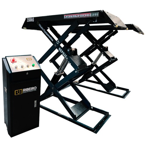 Elevador automotivo hidr�ulico pantogr�fico 3,5 T de sobrepor monof�sico preto - REPSI35  220V