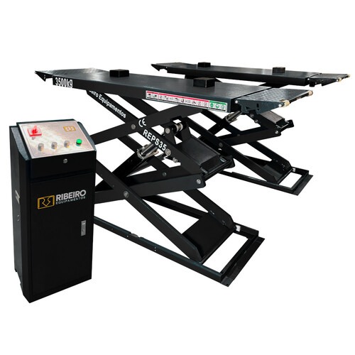 Elevador automotivo hidr�ulico pantogr�fico 3,5 T de sobrepor monof�sico preto - REPSI35  220V