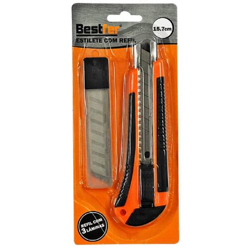 Estilete largo 18 mm cabo emborrachado com 3 l�minas - BFH1736