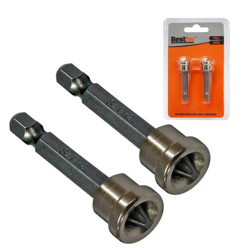 Jogo de bits phillips com limitador ph2 x 50 mm encaixe 1/4