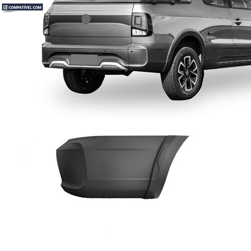 Para-choque Saveiro G8 Extreme/Trendline 2023 a 2026 traseiro direito preto texturizado sem furo - 6384