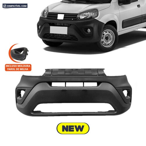 Para-choque Fiorinho Partner 2021 a 2025 dianteiro preto com farol - 3395