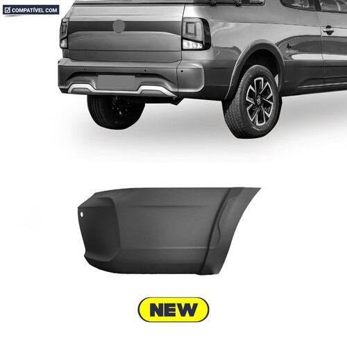 Para-choque Saveiro G8 Xtreme Trendline 2023 a 2025 traseiro preto sem sensor - 6386