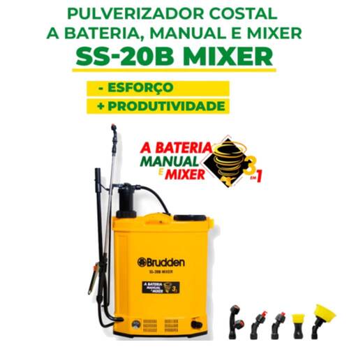 Pulverizador costal a Bateria 12V Manual e Mixer 20 litros com 5 bicos - SS-20B Mixer