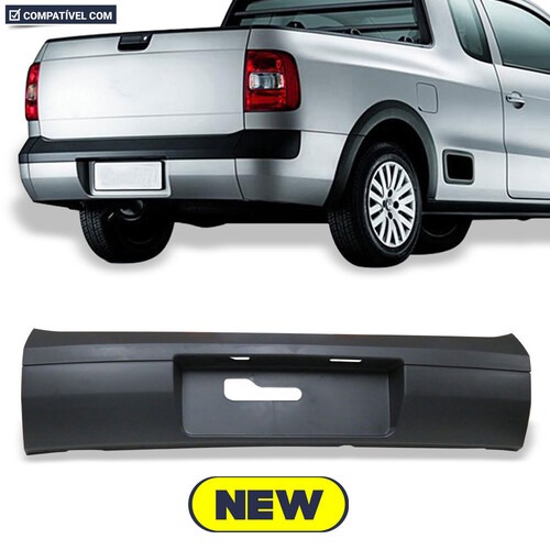 Para-choque Saveiro G5 2008 a 2012 G6 2013 a 2016 traseiro central preto com furo e suporte para sensor - 6361