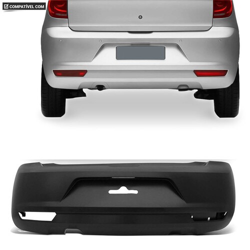 Para-choque Fox 2011 a 2014 traseiro preto com furo de neblina - 6462