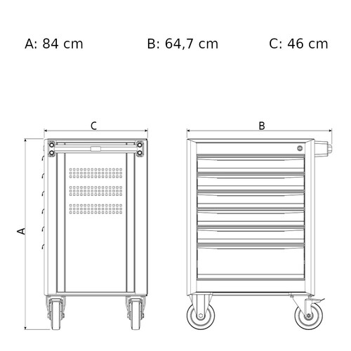 Carro para ferramentas com 6 gavetas e 195 ferramentas - 44950/952