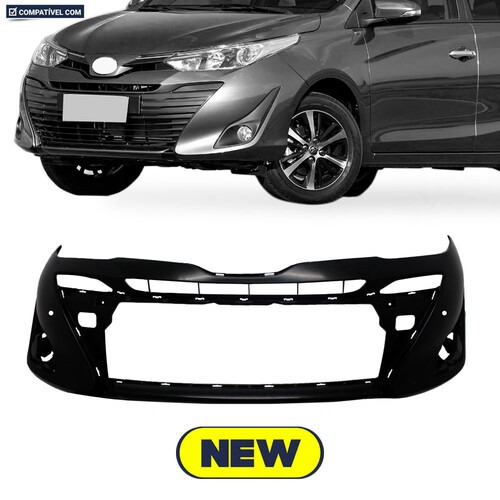 Para-choque Yaris Harch Sedan 2018 a 2021 dianteiro preto com furo para sensor - 7081