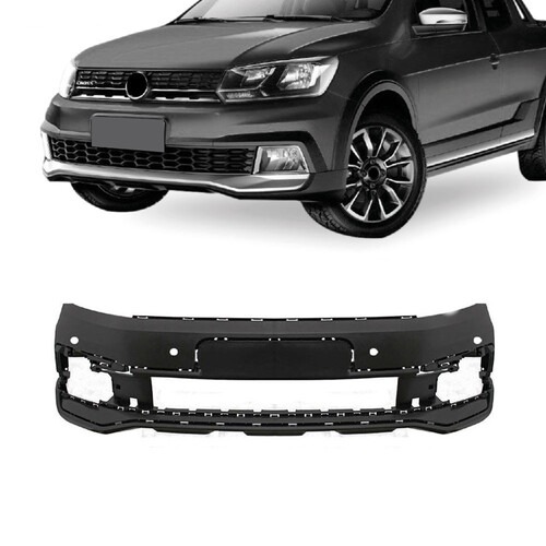 Para-choque Saveiro Cross G7 2017 a 2020 dianteiro preto liso parcial com furo para sensor - 6678